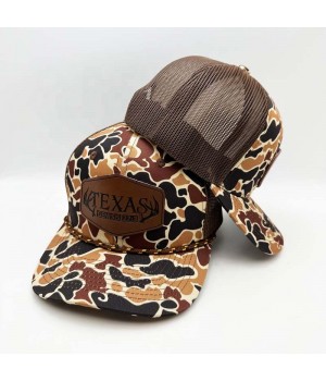 Custom Logo Animal Hunting Leather Patch Mesh Snapback Richardson 112 Trucker Hats Caps Duck Camo Trucker Hats